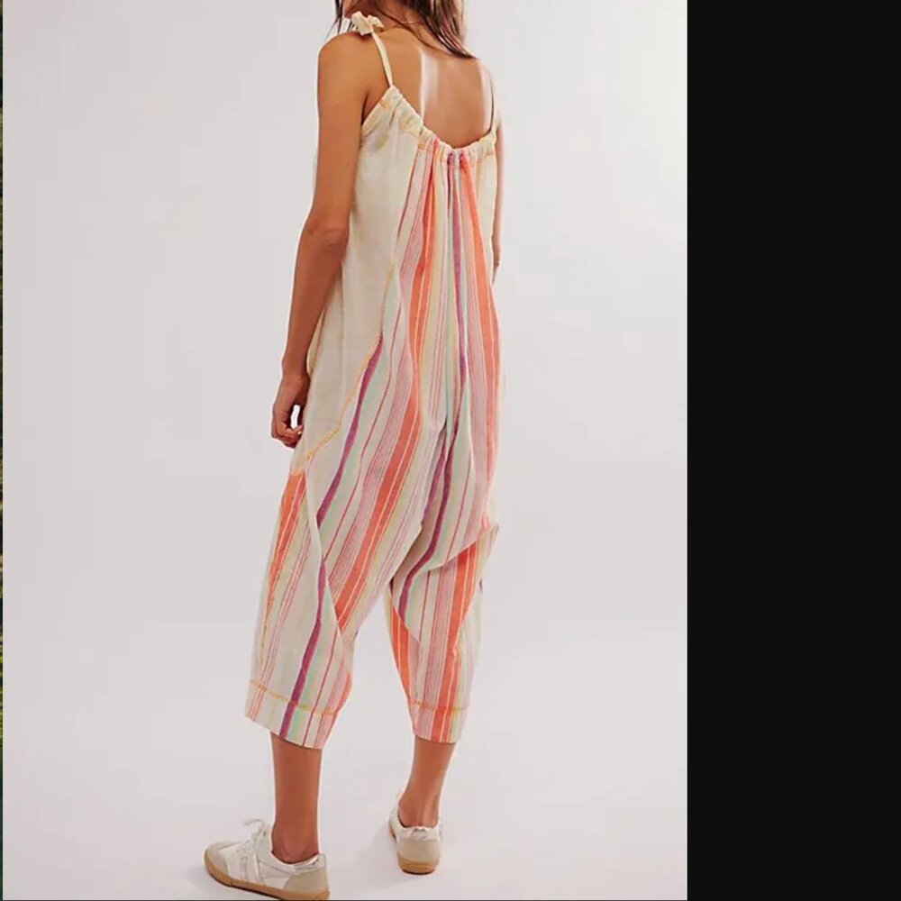 Free People Women Ivory Combo Dream In Color Convertible Jumpsuit Size S or M - Picture 4 of 8